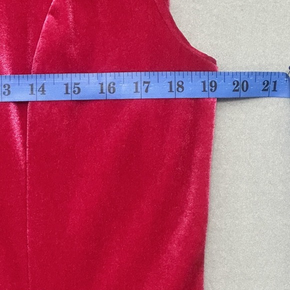 See and Be Seen Women Dress L Cassini Hot Pink Velvet Shift Ruffle Hem Retro - Picture 12 of 16